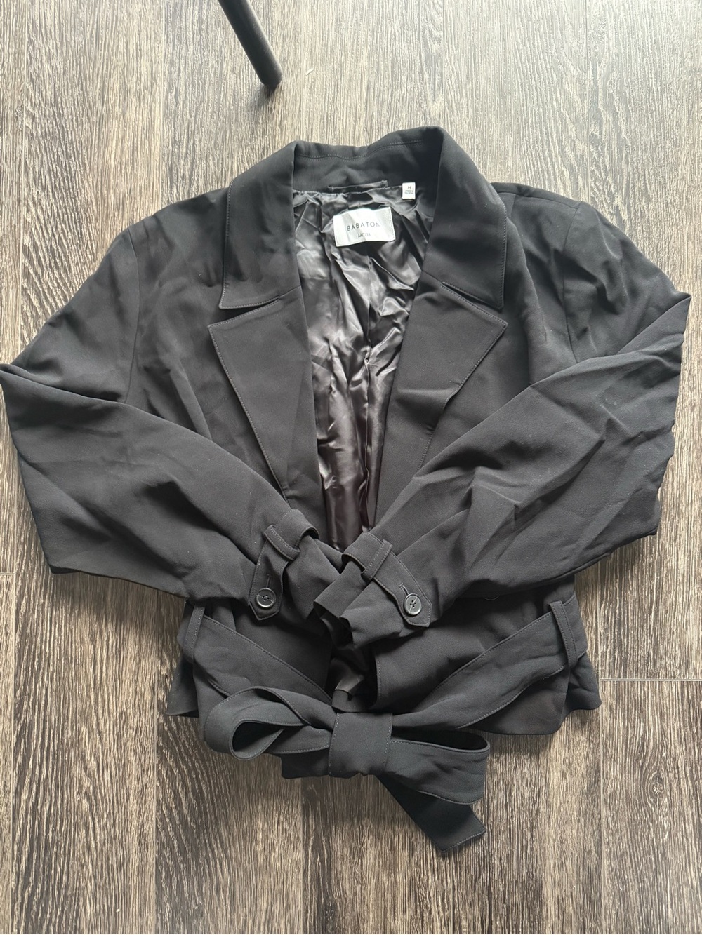 Babaton Black Belted Cropped Blazer